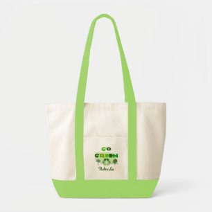 Go Green Nebraska Seafoam Accent Boodschaptas Tote Bag