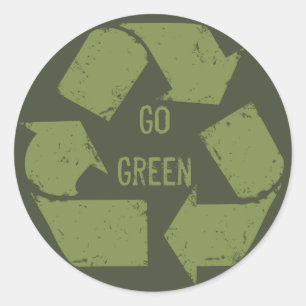 Go Green Recyclen Logo Ronde Sticker