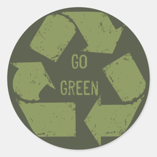 Go Green Recyclen Logo Ronde Sticker (Voorkant)