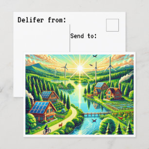 Go Green - Retro 16-bits Pixel Art Briefkaart
