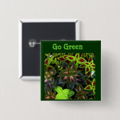 Go Green_ Vierkante Button 5,1 Cm (Voorkant /achterkant)