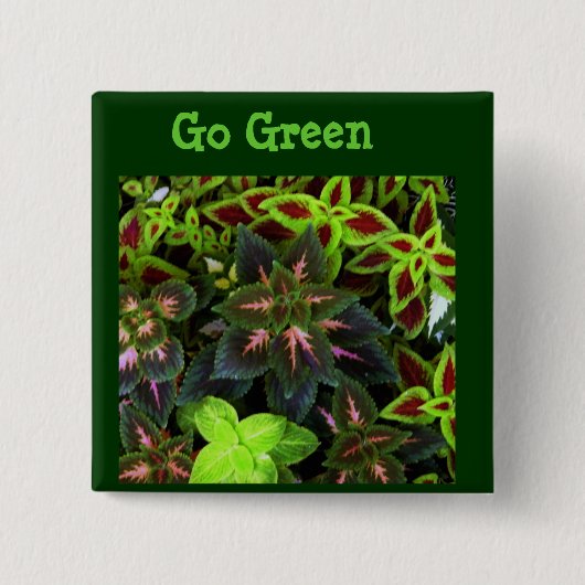 Go Green_ Vierkante Button 5,1 Cm (Voorkant)