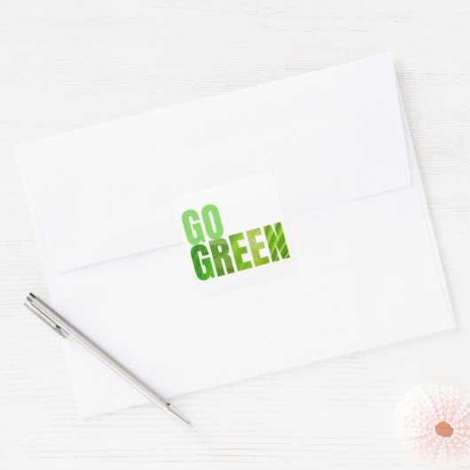 Go Green Vierkante Sticker (Envelop)