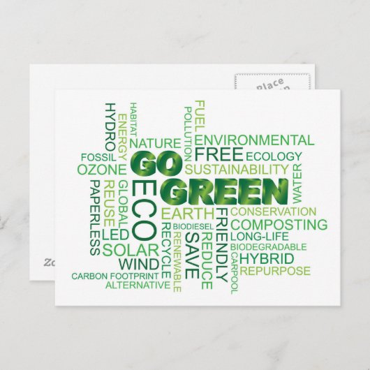 Go Green Word Cloud Briefkaart (Voorkant / Achterkant)
