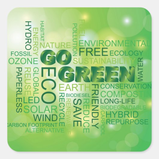 Go Green Word Cloud Sticker (Voorkant)