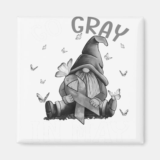 Go Grey in mei Hersenkanker Bewustzijn Grijs Magneet (Voorkant)
