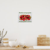 Go groen thema aardbeien fruit poster (Keuken)