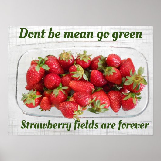 Go groen thema aardbeien fruit poster (Voorkant)