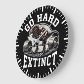 Go Hard or Go Extinct - T-Rex Gym Motivatie Grote Klok (Hoek)