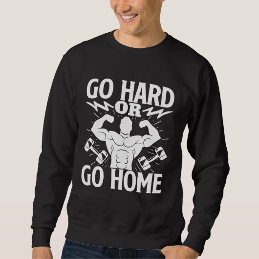 Go Hard or Go Home Gym Gorilla Ape Weight Lifting Trui (Voorkant)