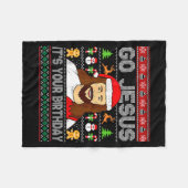Go Jesus It's Your Birthday Ugly Christmas Sweater Fleece Deken (Voorkant (Horizontaal))