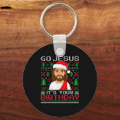 Go Jesus It's Your Birthday Ugly Jesus Christmas S Sleutelhanger (Voorkant)