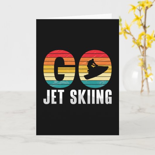 Go Jet Skiing Jet Ski Jet Ski Rider Retro Jetski Kaart (Gele Bloem)
