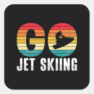 Go Jet Skiing Jet Ski Jet Ski Rider Retro Jetski Vierkante Sticker