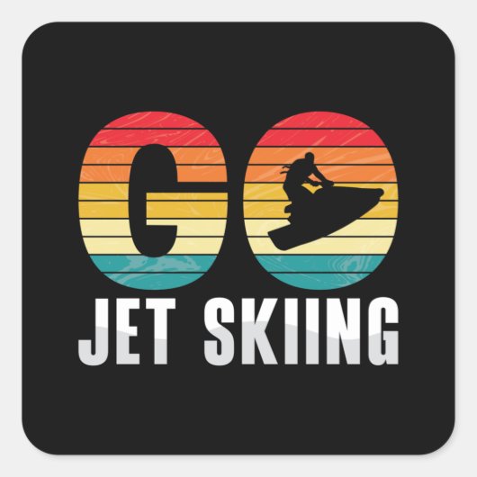 Go Jet Skiing Jet Ski Jet Ski Rider Retro Jetski Vierkante Sticker (Voorkant)