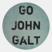 GO JOHN GALT RONDE STICKER (Voorkant)