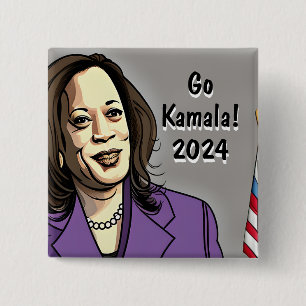 Go Kamala 2024 Amerikaanse presidentsverkiezingen Vierkante Button 5,1 Cm