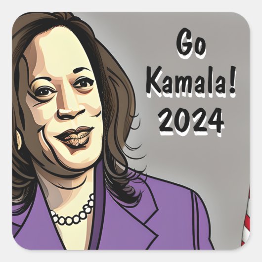 Go Kamala 2024 Amerikaanse presidentsverkiezingen Vierkante Sticker (Voorkant)