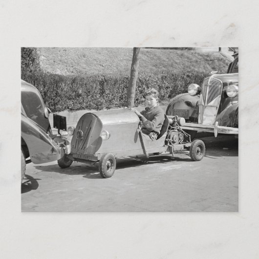 Go Kart-bestuurder, 1937 Briefkaart (Voorkant)