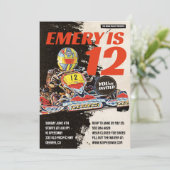 Go Kart Birthday Party Invitation Kaart (Staand voorkant)