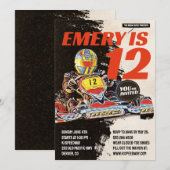 Go Kart Birthday Party Invitation Kaart (Voorkant / Achterkant)