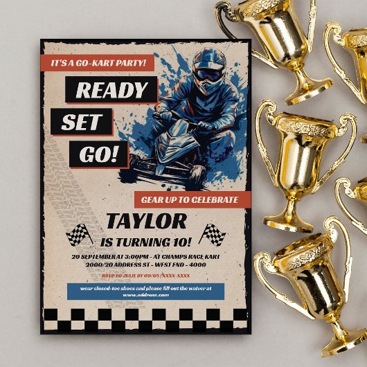 Go Kart Birthday Party Kaart