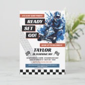 Go Kart Birthday Party Kaart (Staand voorkant)