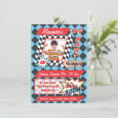 Go Kart Birthday Party Photo Insert Invitations Kaart (Staand voorkant)