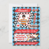 Go Kart Birthday Party Photo Insert Invitations Kaart (Voorkant)