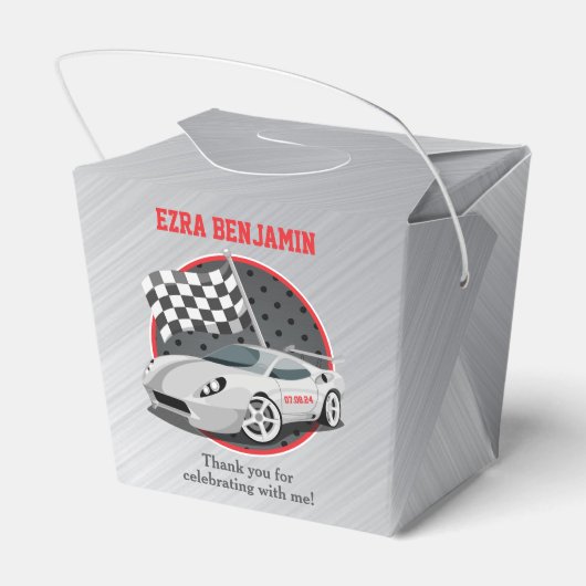 Go-Kart Car Racing Bar Mitzvah Bedankdoosjes (Achterkant)