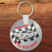 Go-kart Car Racing Bar Mitzvah Sleutelhanger (Achterkant)