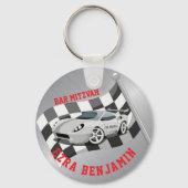 Go-kart Car Racing Bar Mitzvah Sleutelhanger (Achterkant)