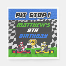 Go Kart Geblokte Vlag Verjaardag Servet