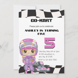 GO-KART Girly Vijf Verjaardag Meisje Alle leefti Kaart