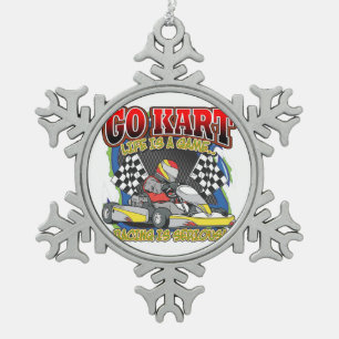 Go Kart Life Tin Sneeuwvlok Ornament