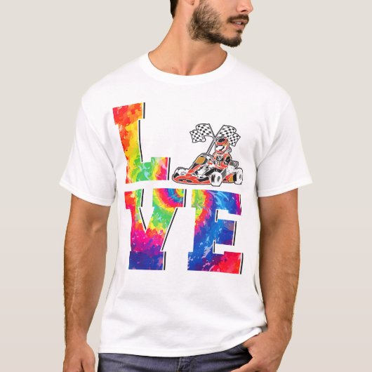 Go Kart Love Tie Dye Retro  T-shirt (Voorkant)