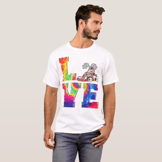 Go Kart Love Tie Dye Retro  T-shirt (Voorkant volledig)