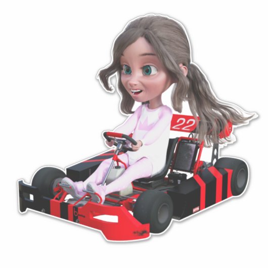 Go-kart meisje sticker (Voorkant)