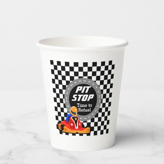 Go Kart party Paper cup Papieren Bekers (Achterkant)