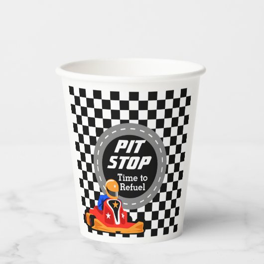 Go Kart party Paper cup Papieren Bekers (Voorkant)