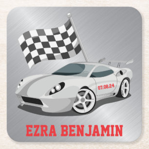 Go-Kart Race Car Racing Bar Mitzvah Kartonnen Onderzetters