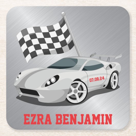 Go-Kart Race Car Racing Bar Mitzvah Kartonnen Onderzetters (Voorkant)