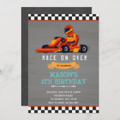 Go kart raceauto verjaardag kaart (Voorkant / Achterkant)