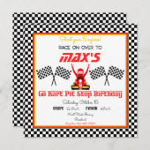 Go Kart Racers in Rood, Zwart en Geel met Vlaggen Kaart (Voorkant / Achterkant)