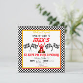 Go Kart Racers in Rood, Zwart en Geel met Vlaggen Kaart (Staand voorkant)