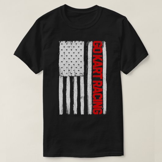 Go Kart Racing Amerikaanse vlag USA Patriottische  T-shirt (Design voorkant)