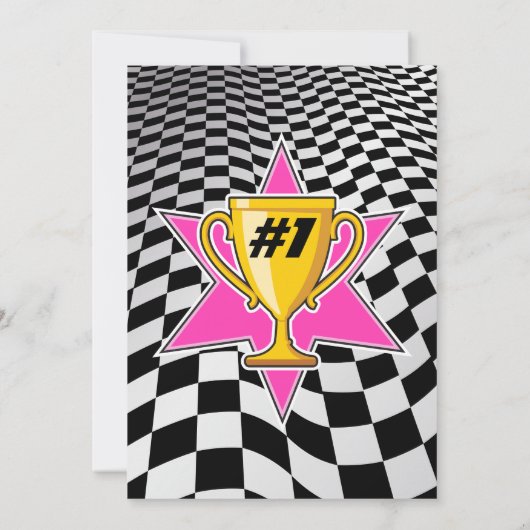 Go Kart Racing Auto Meisjes Foto Verjaardagsfeest Kaart (Achterkant)