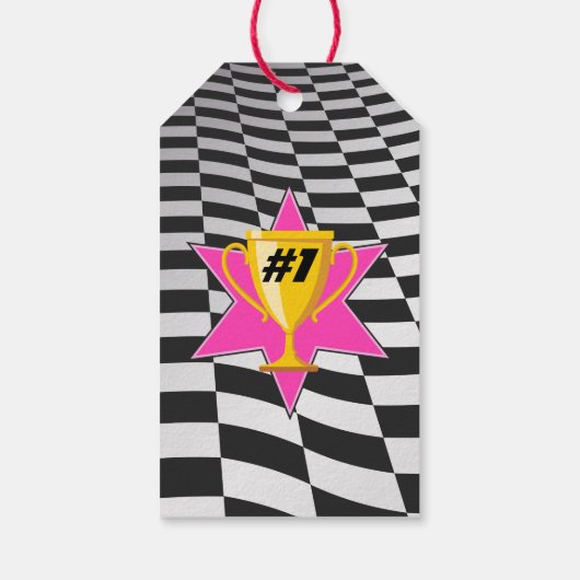 Go Kart Racing Auto Meisjes Verjaardagsfeest Cadeaulabel (Achterkant)