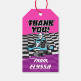 Go Kart Racing Auto Meisjes Verjaardagsfeest Cadeaulabel