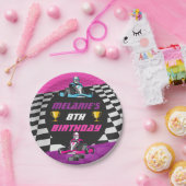 Go Kart Racing Auto Meisjes Verjaardagsfeest Papieren Bordje (Feest)